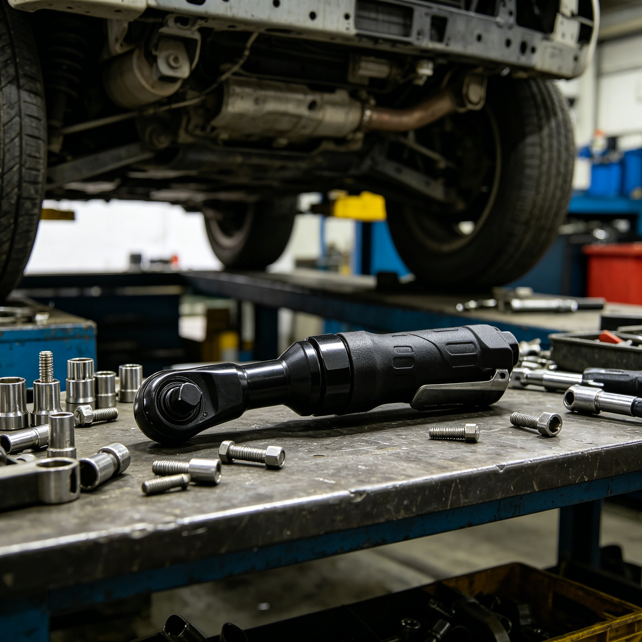 QField Pneumatic Ratchet Wrench, Heavy-Duty Air-Powered Tool for Tight Spaces - Image 6