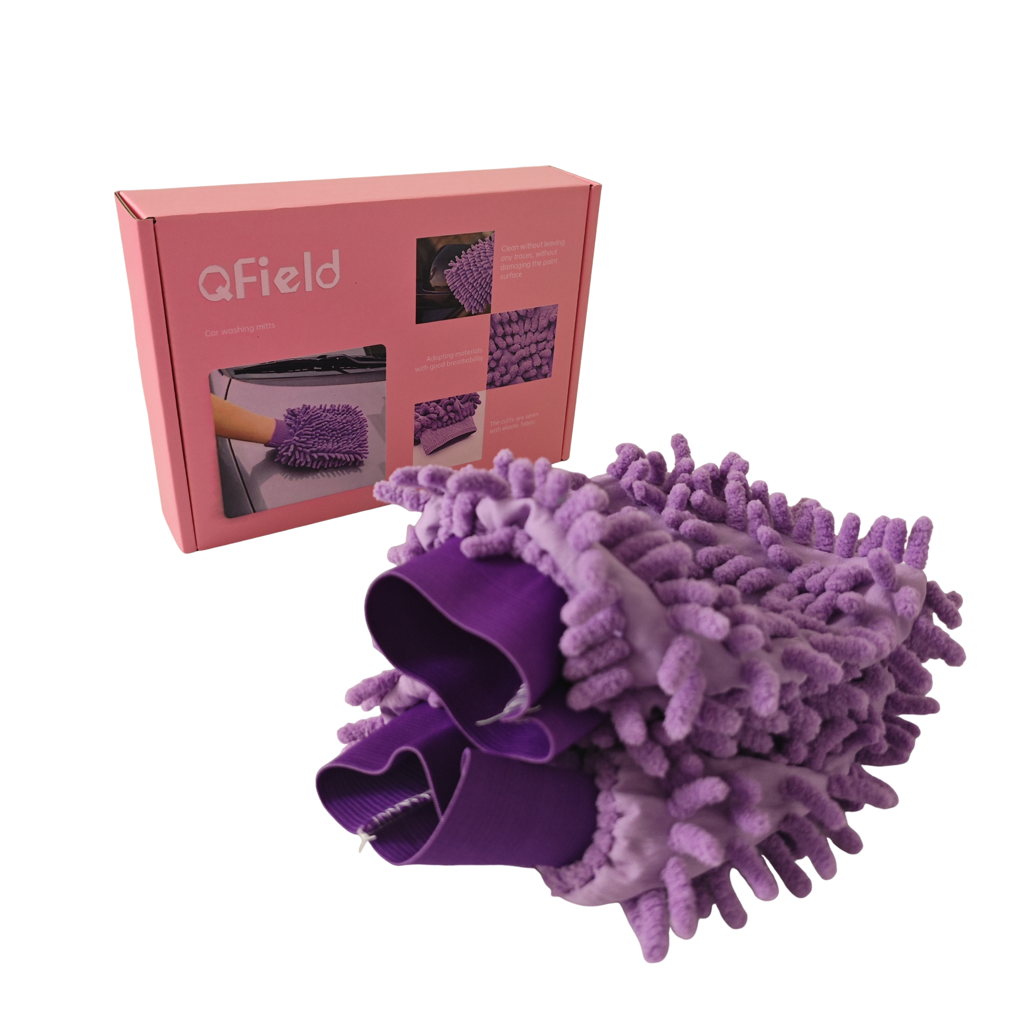 QField Chenille Car Washing Mitts, Lint-Free Scratch-Free Microfiber Gloves - Image 2