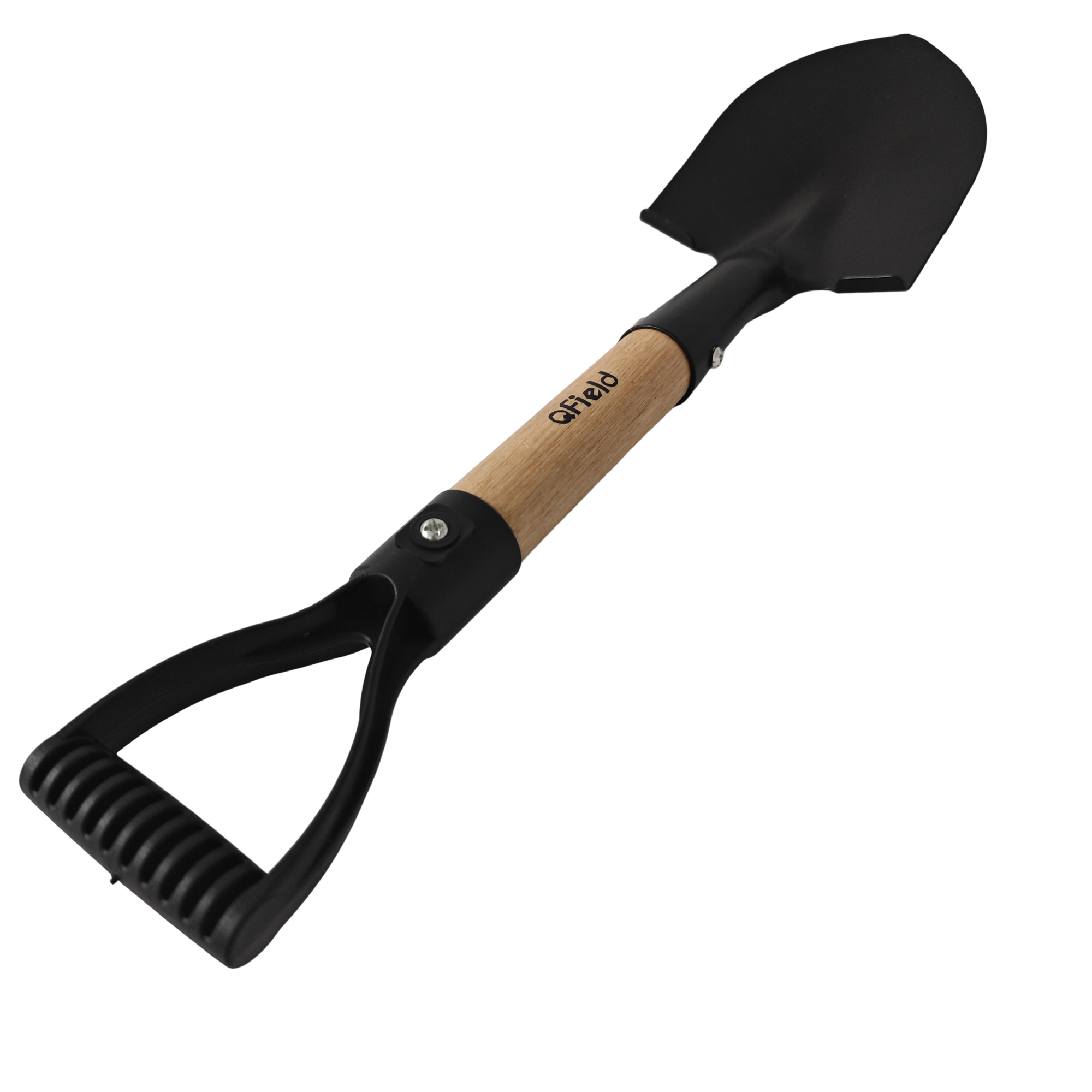 QField Heavy-Duty Garden Shovel with Wooden Handle, Compact Round-Point Digging Tool - Image 2