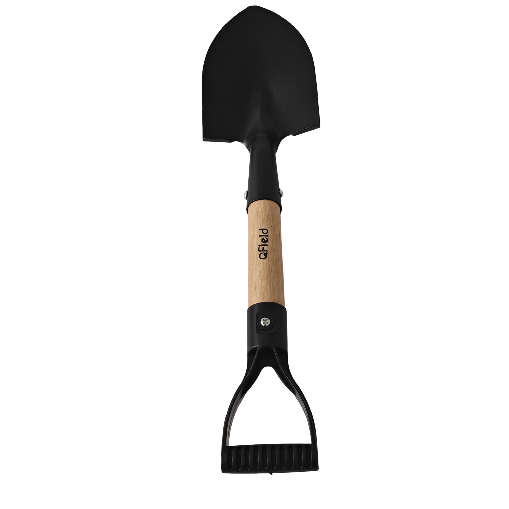 QField Heavy-Duty Garden Shovel with Wooden Handle, Compact Round-Point Digging Tool - Image 3